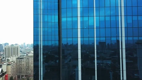 Aerial extreme close-up of a skyscraper Stock Footage 121973311