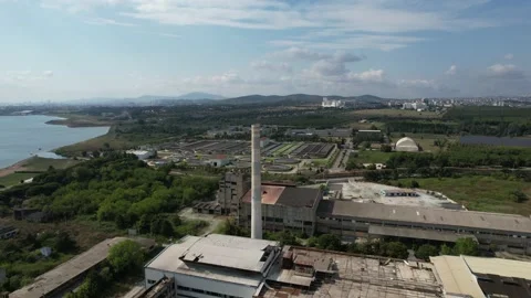 Aerial factory pipe Video stock 201435710