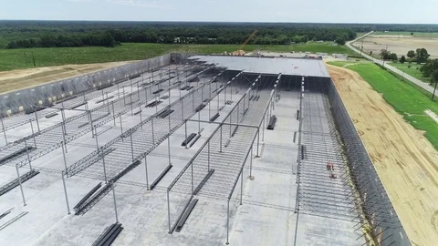 Aerial of Factory Under Construction Video stock 114890899
