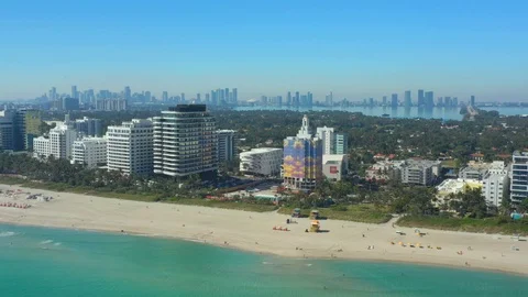 Aerial Faena District Miami Beach flyover Stock Footage 100452277