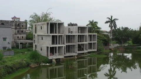 Aerial of Failed Condo Project in China Stock Footage 206912172