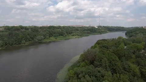 AERIAL: Fast flight down the river Stock-Footage 81508521