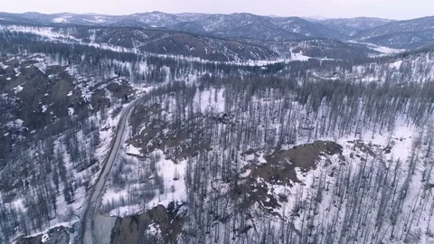 Aerial Fast Flying Between Altai Rocky mountains Stock Footage 74062648