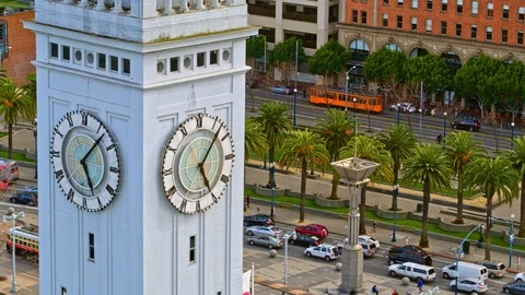Aerial Ferry Building And Clock tower in San Francisco Vídeos de archivo 87199955