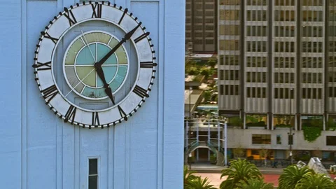 Aerial Ferry Building And Clock tower in San Francisco Stock-Footage 87200060