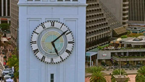 Aerial Ferry Building And Clock tower in San Francisco Stock Footage 87200172