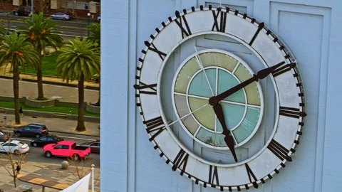 Aerial Ferry Building And Clock tower in San Francisco Stock-Footage 87200504
