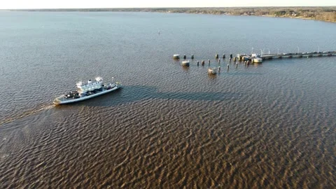 Aerial of ferry coming in to dock Stock Footage 161270223