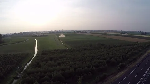 Aerial, Fields, High way, Greenery, Europe, HD Stock Footage 82528270