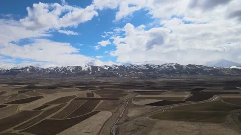 Aerial fields mountains Stock Footage 240120729