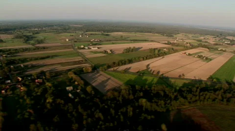 Aerial - fields, woods, settlements.mov Stock Footage 121166