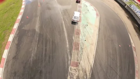 Aerial filming of a circuit race, fpv drone Stock Footage 247972053