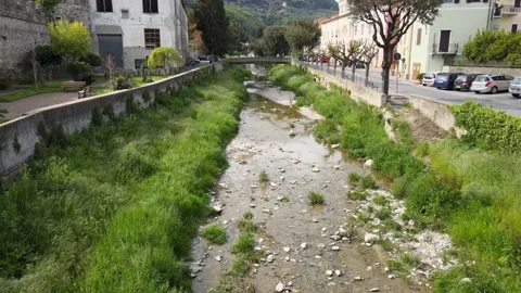 Aerial Finalborgo on the river 3 Stock Footage 192023540