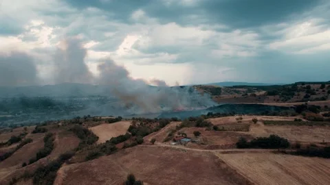Aerial of fire confligation Stock Footage 158898717