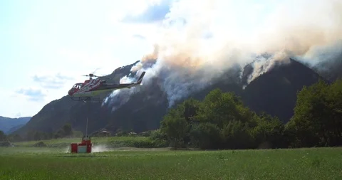 Aerial firefighting with helicopter Stock Footage 94943461
