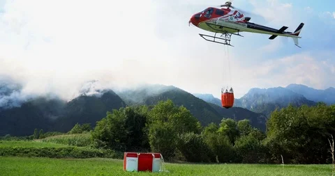 Aerial firefighting with helicopter Stock Footage 94943526