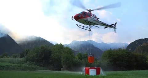 Aerial firefighting with helicopter Stock Footage 94943577