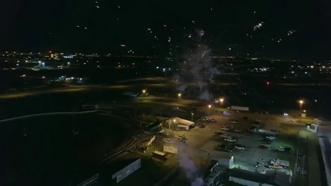 Aerial Firework Celebration at Dragstrip 스톡 동영상 83960101