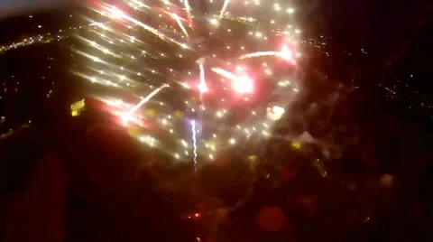 Aerial FireWorks Distant Video stock 39976865