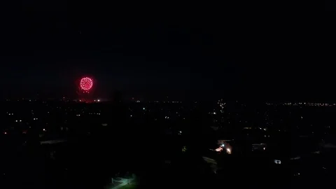 Aerial of Fireworks Stock Footage