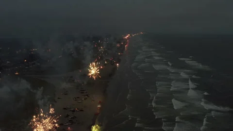 Aerial fireworks show Stock Footage 165258853