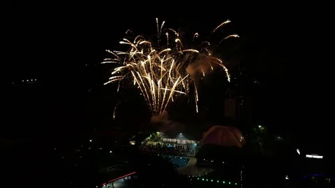 Aerial fireworks view Stock Footage 129171708