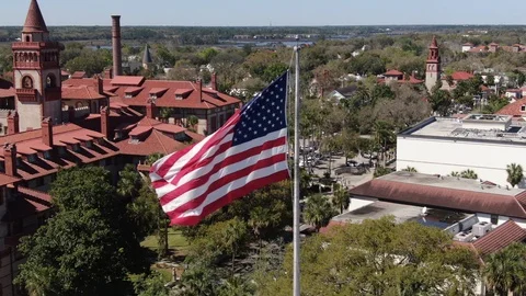 Aerial of Flagler College, St. Augustine, Florida Stock Footage 104777489