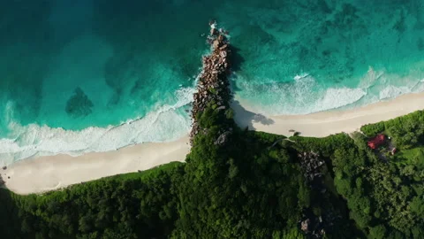 Aerial flat slider over Pointe Belize and Petite Anse Beach Stock Footage 188285466