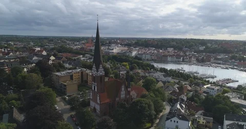 Aerial of Flensburg townscape Stock Footage 116206867