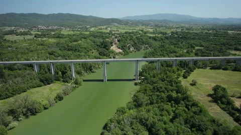 Aerial flight 4K view rail bridge for HIGH Speed fastest European trains 스톡 동영상 196233908
