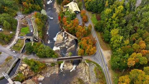 Aerial Flight Above Ausable Chasm in the Adirondack Mountains, New York Stock Footage 307154781