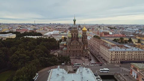 Aerial flight above beautiful Saint-Petersburg Russia 103 Stock Footage 121580341