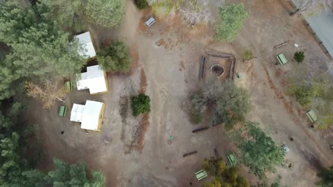 Aerial flight above campgrounds Stock Footage 175472455