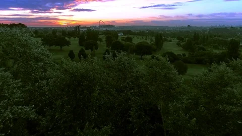 Aerial flight above the golf course Stock Footage 75814904