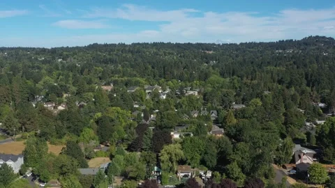 Aerial flight above a middle class suburban neighborhood in the Portland Oregon Vidéo 218414162