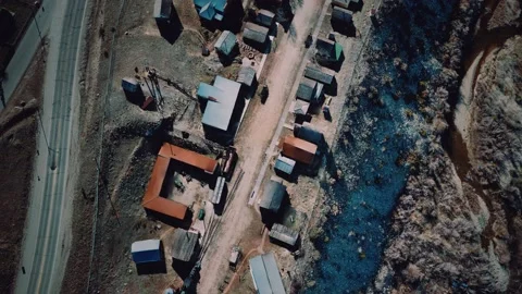 Aerial flight above small town Stock Footage 140465476