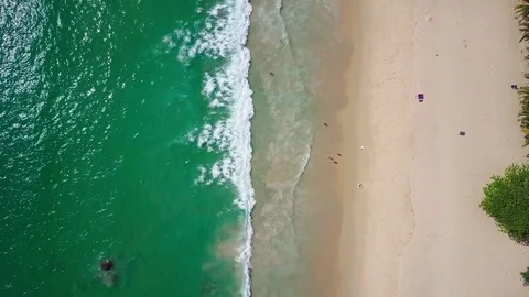 Aerial flight above tropical beach Stock Footage 75464341