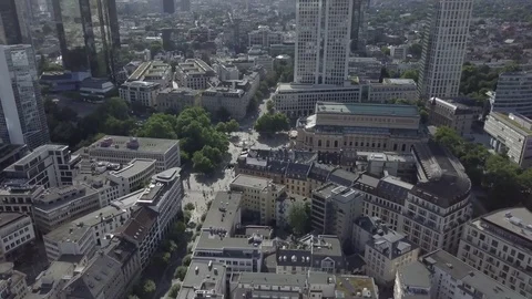 Aerial flight to the Alte Oper and the square Video stock 78347774