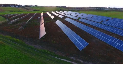 Aerial flight from the back side of the Solar Panels - 9 Stock Footage 79477133