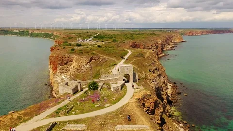 Aerial flight on drone above Ancient Ruins in Bulgaria  Stock Footage 109249528