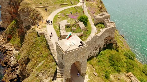 Aerial flight on drone above Ancient Ruins in Bulgaria  Stock Footage 109249582