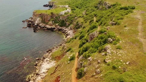 Aerial flight on drone above Ancient Ruins in Bulgaria  Stock Footage 109249670