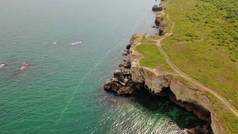 Aerial flight on drone above Ancient Ruins in Bulgaria  Stock Footage 109249707
