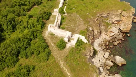 Aerial flight on drone above Ancient Ruins in Bulgaria  Stock Footage 109249714