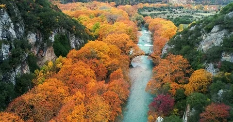 Aerial flight with drone over the Vikos Canyon Stock Footage 82805797