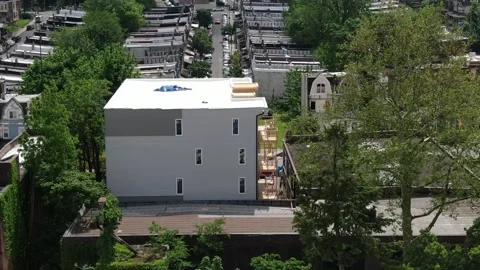 Aerial flight during the day over a new construction site in summer. Stock Footage 201477019