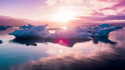 Aerial Flight Floating Arctic Ice Meltin... | Stock Video | Pond5