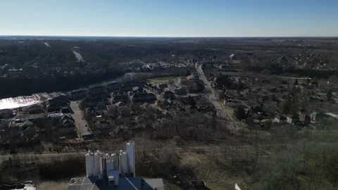 Aerial Flight Flying Towards Small Town of Paris, Ontario, Canada Stock Footage 314202280