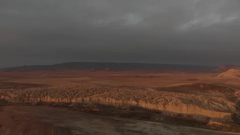 Aerial Flight over Baranco during Sunrise Navarra  Stock Footage 103317459