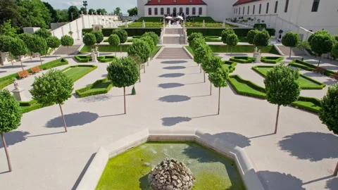 Aerial flight over baroque garden in Bratislava Castle Video stock 211539853